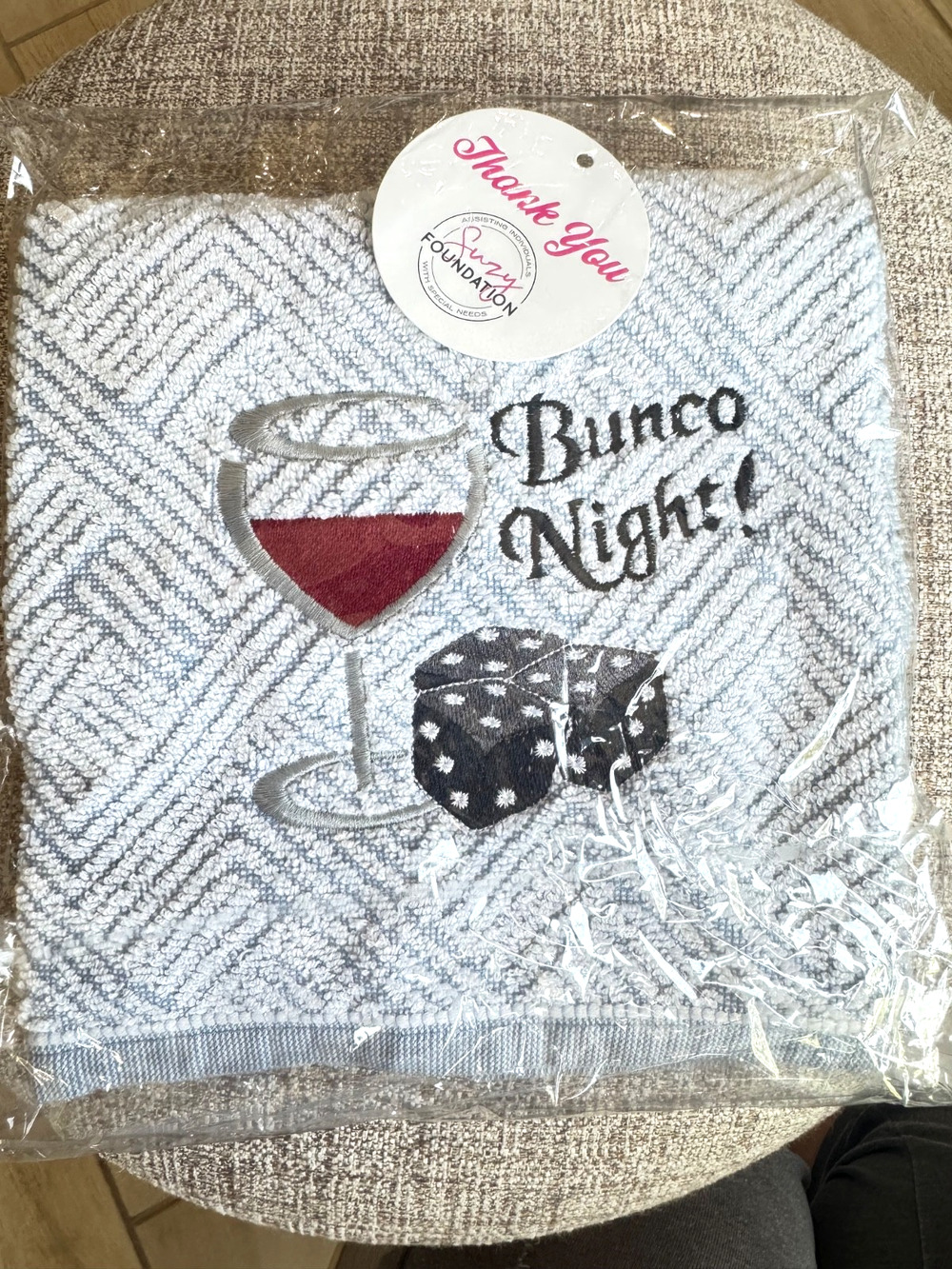 Bunco Night Kitchen Towel 100% Cotton Game Night Bunko League Gift Wine Dice NEW